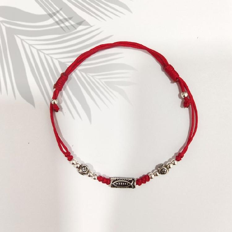 Kois Fish Pendant Bracelet Colorful Cord Handchain Adjustable Handwoven Bangles