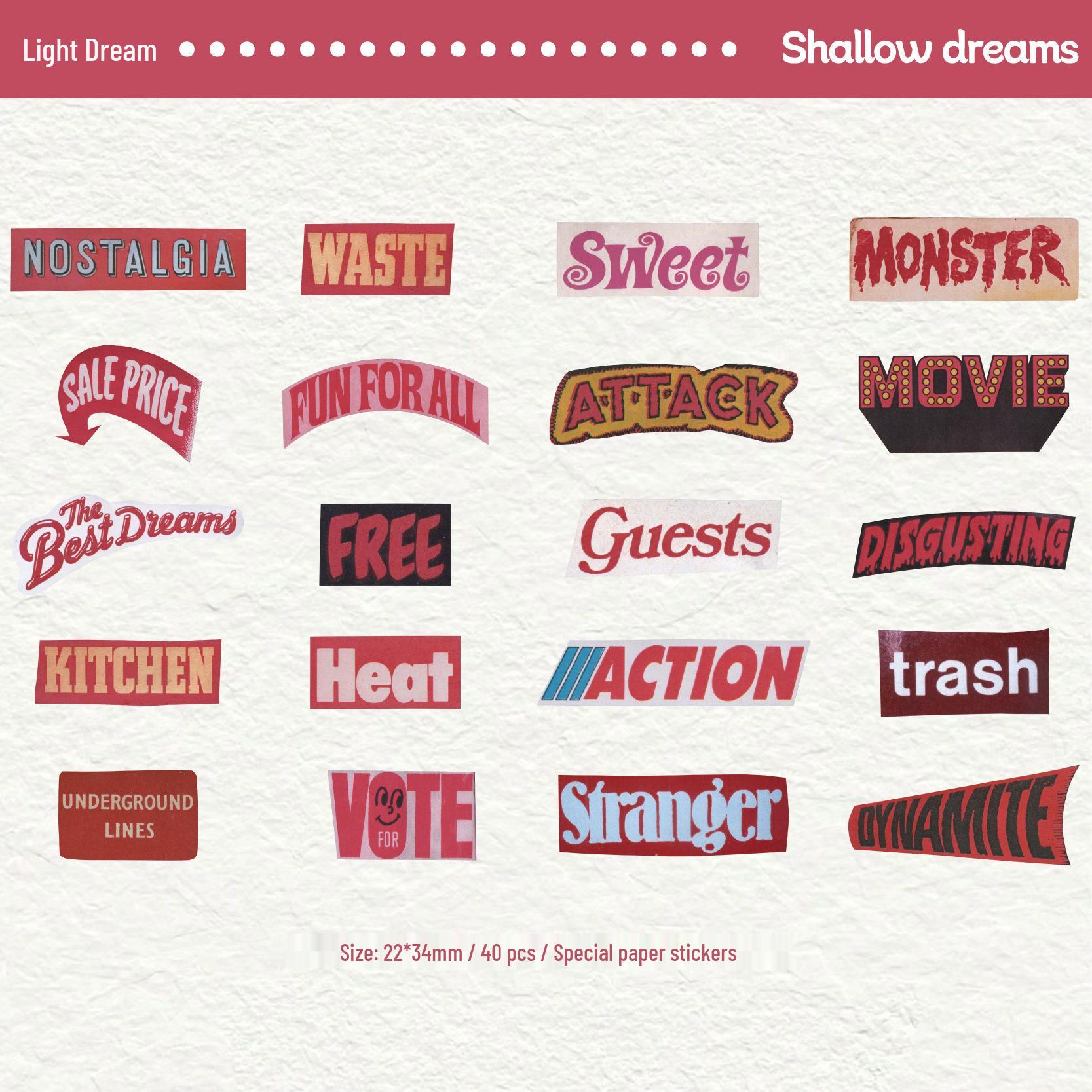 Retro Story English Text Sticker Pack: 40 Sheets of Old Isle-Themed Letters