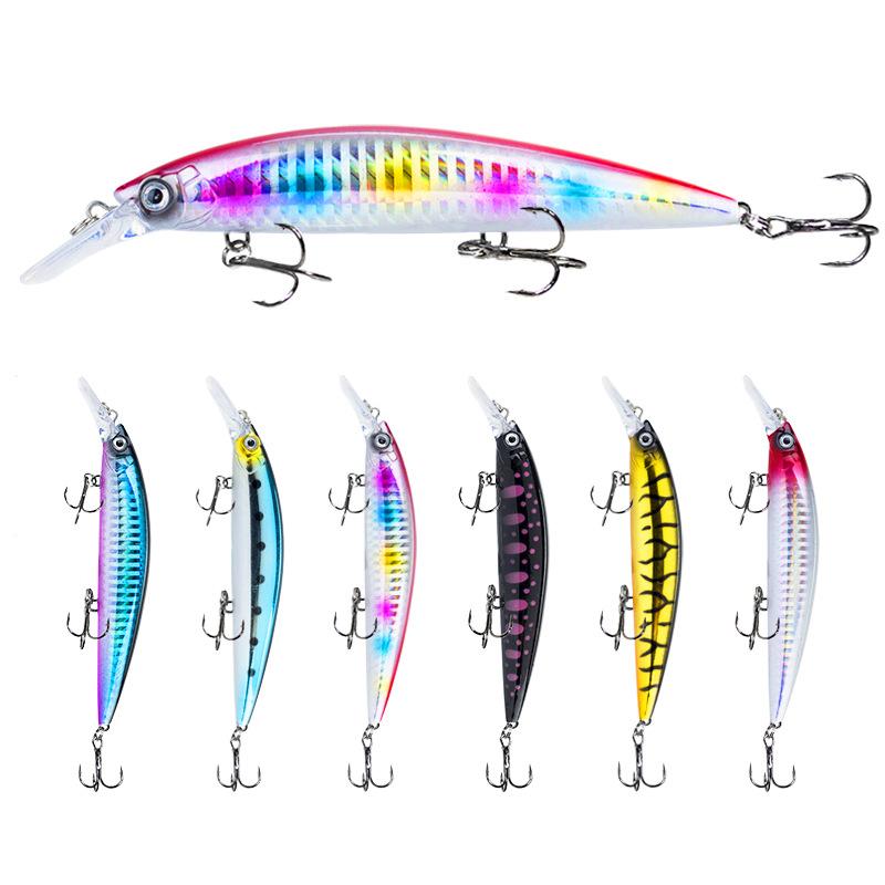 1Pc 130Mm/36G Simulation Minnow Fishing Lure Laser Engraving Long Casting Hard Lure With 3 Treble Hooks Wobble Fishing Tackles