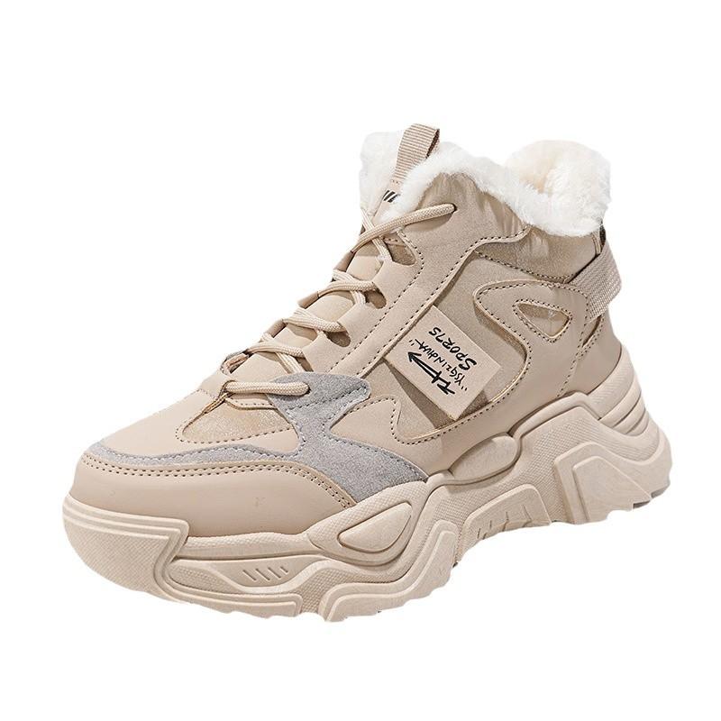 High-top shoes women's 2025 new autumn and winter cotton shoes Korean version of versatile dad sports and leisure women's shoes velvet 819-5