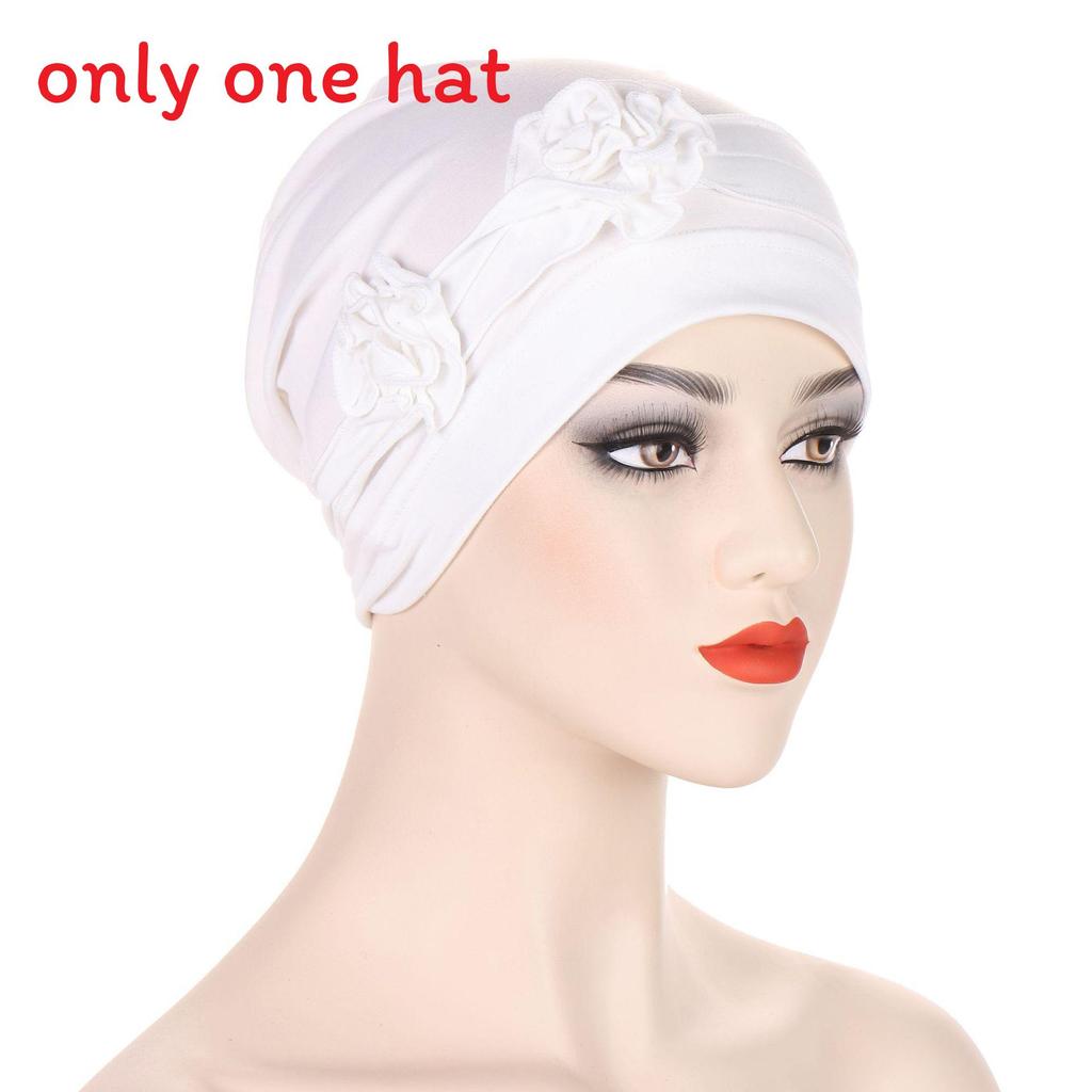 

Modern Loop Hat With Floral Decoration And Solid Color Design For All Seasons белый