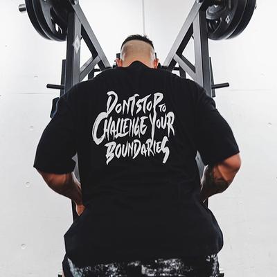 Erkek Gömlek Pamuk Baskılı Koşu Tişörtü Bol Antrenman Spor Salonu Vücut Geliştirme Fitness Üst Sokak Giyim Spor Tişörtler 6 Renk