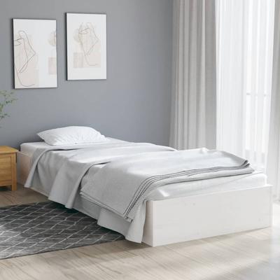 Vidaxl Bedframe, Wit, Massief Hout, 90X190 Cm, Enkel