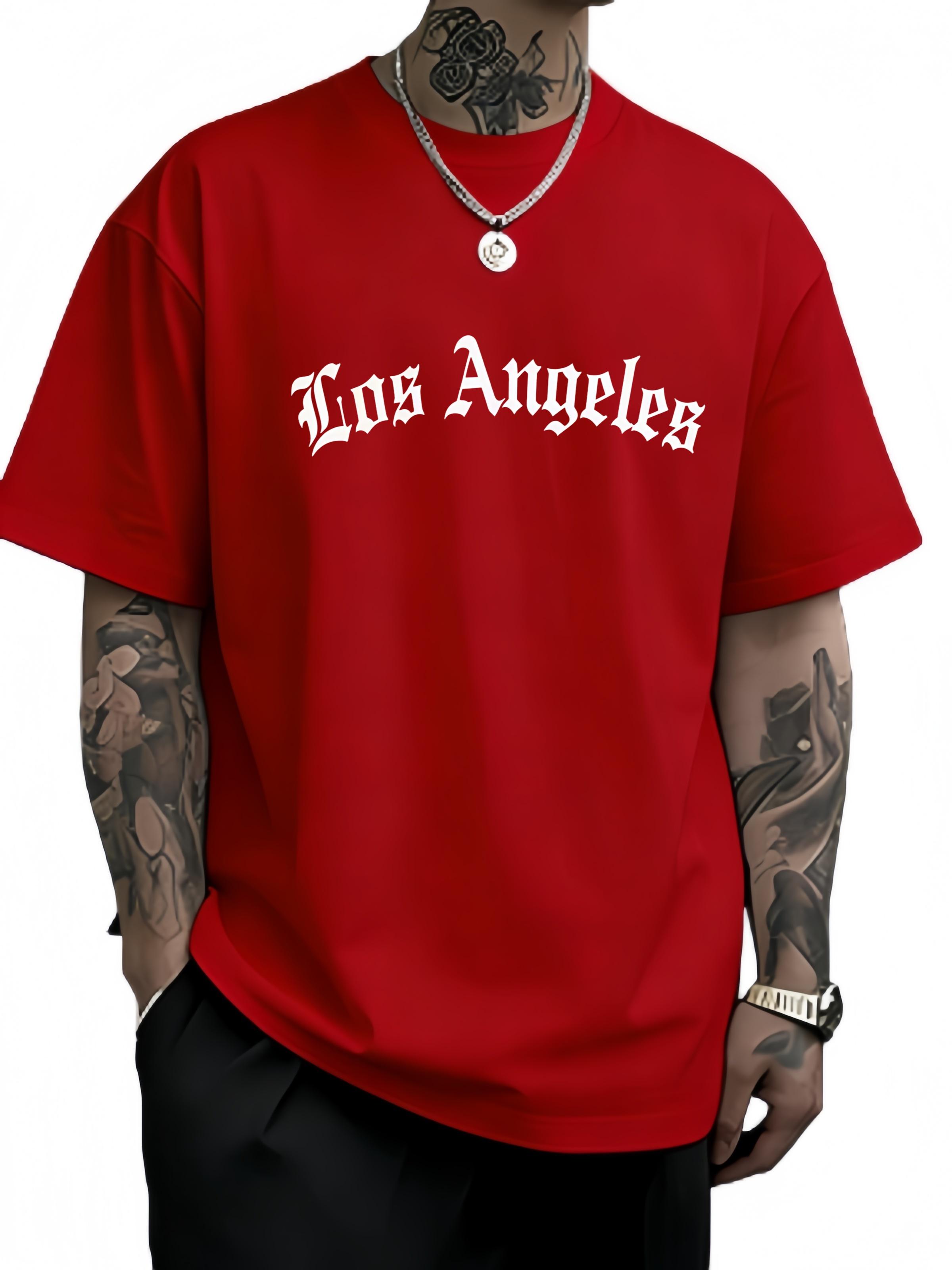 

2025 New Fashion Mens Summer Los Angeles Fashion Letter Print Loose Casual and Comfortable Tshirt S