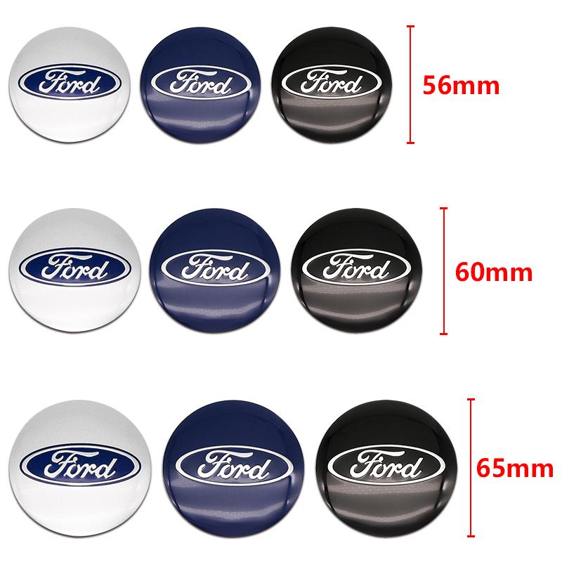 QYCI4 4Pcs ABS Car Wheel Center Caps Hub Rim Badge 56mm 60mm 65mm For Ford Focus Fiesta Kuga Mondeo Auto Styling Tuning Accessories