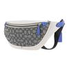 Coach League 41 Color Block Jacquard Adjustable Shoulder Strap Leather Waist Bag Large Women Waist Bag Dark-Gray White Blue C9583-JITXE