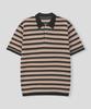 BLACK MOMENT Daily Striped Collared Knit Polo [Khaki Mix]