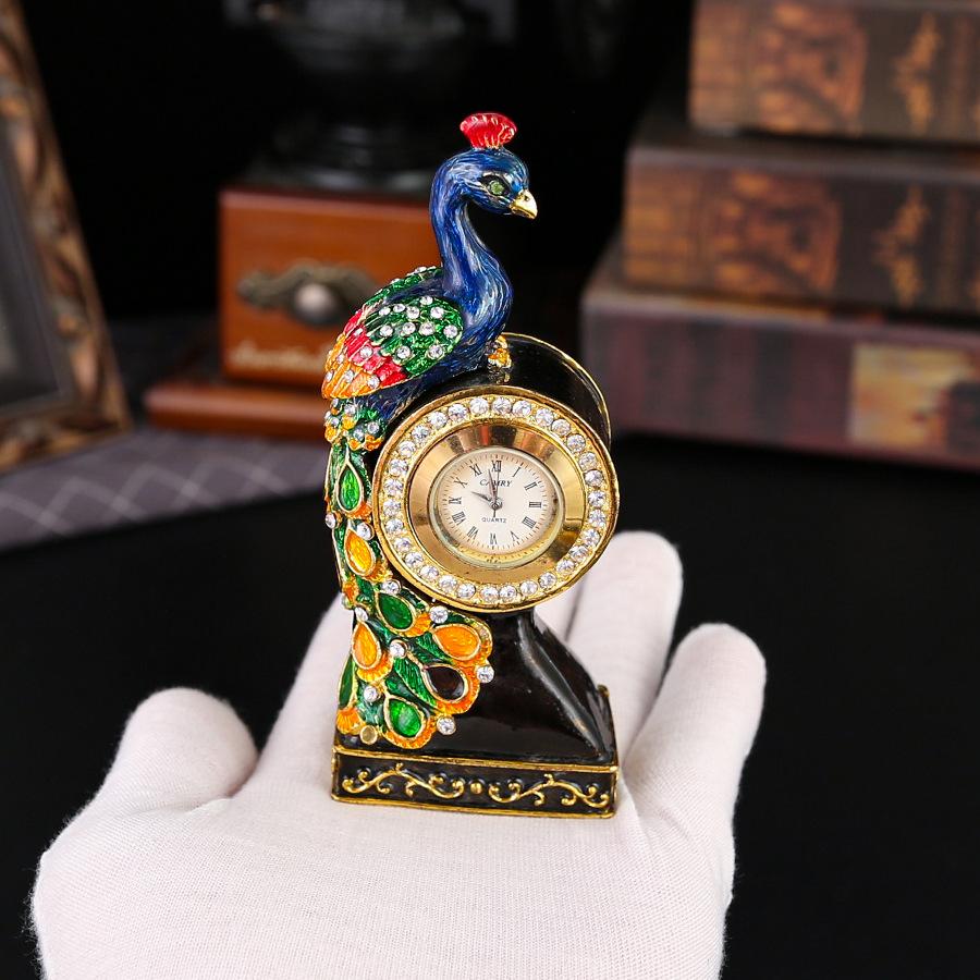 Neue Pfauenuhr Schmuckschatulle Haus Kreatives Ornament Metallhandwerk Schmuckaufbewahrungsschachtel Magnetische Schmuckschatulle