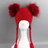 Kids Wool-Blend Knit Beanie With Double Pom Poms Ear Flaps Toddlers Ages 6M-12Y