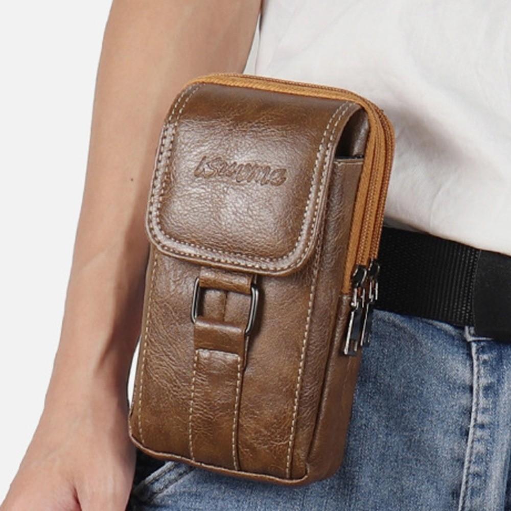With Strap Mobile Phone Pouch Double Layers Phone Belt Hanging Pouch Phone Belt Clip Bag  Outdoor