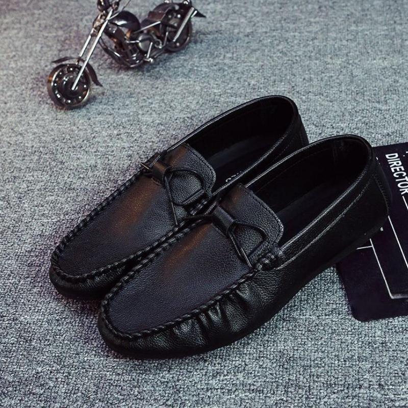 Black Breathable Man Casual Shoe Slip-on 2025 Trend Pu Elegant Classic Original Social Retro New In Common Leather Shoes for Men