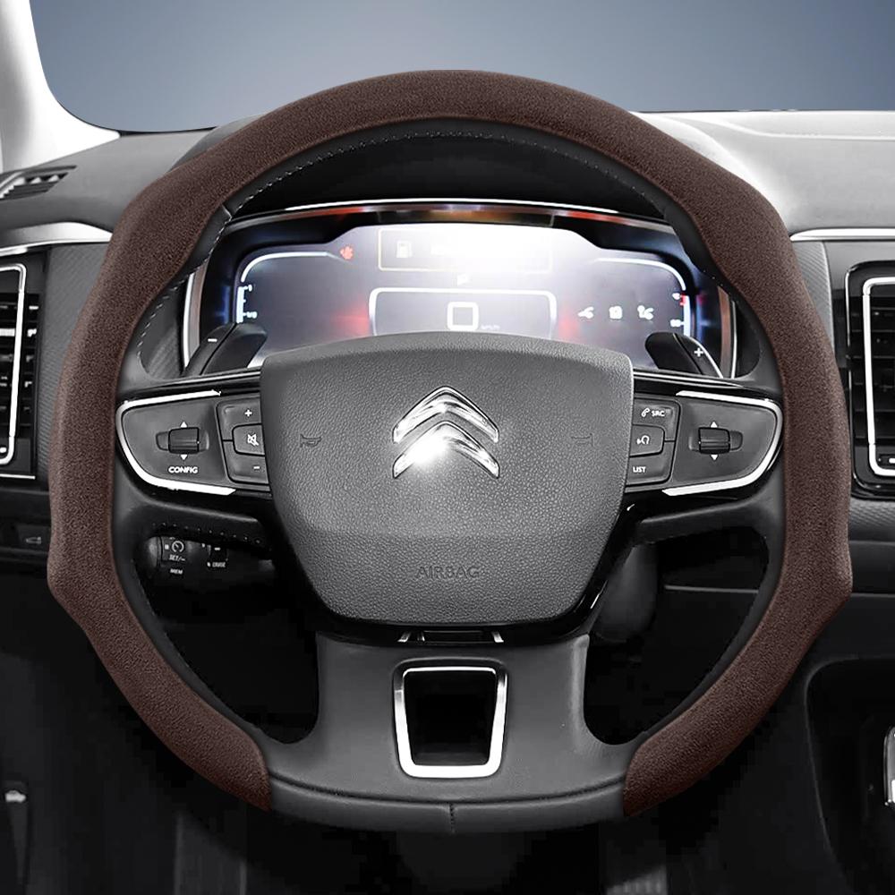 Suitable for Citroen Premium Suede Snap-On Steering Wheel Cover, Non-Slip and Durable, for C3 C4 X Berlingo C5 Aircross Jumper Spacetourer Ami X, Ava