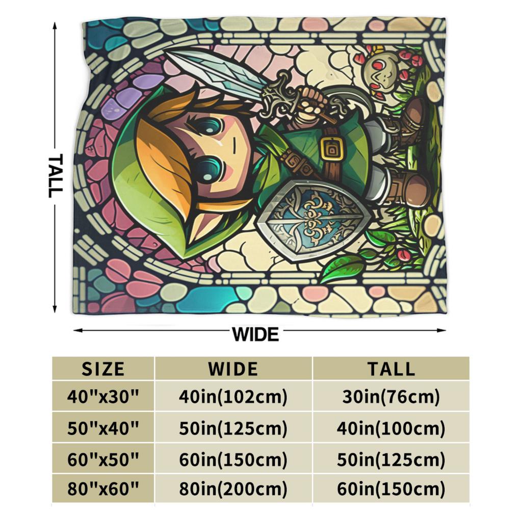 Z-Zeldas Green Hero Stained Glass Link Blankets Fleece Summer Air Conditioning  Multifunction Warm Throw Blanket for Home Quilt