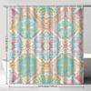 Art Deco Floral Curtain, Vibrant Print, Fade-Resistant, Machine Washable, Retro Bath Decor