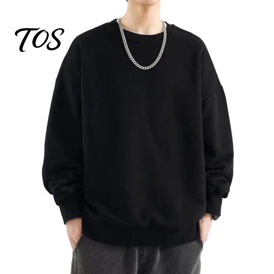 Atmungsaktive Trainingsbekleidung Herren Langarm-Sweatshirt, Locker geschnittener Pullover, Unifarbenes Outdoor-Reisekleidungsstück mit Rundhalsausschnitt für