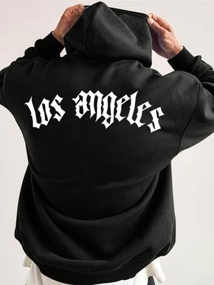 Trendy Autumn Men's Gothic Letter Print Comfortable, Soft, Breathable Hooded Sweatshirt Outdoor Street High Street Clothing