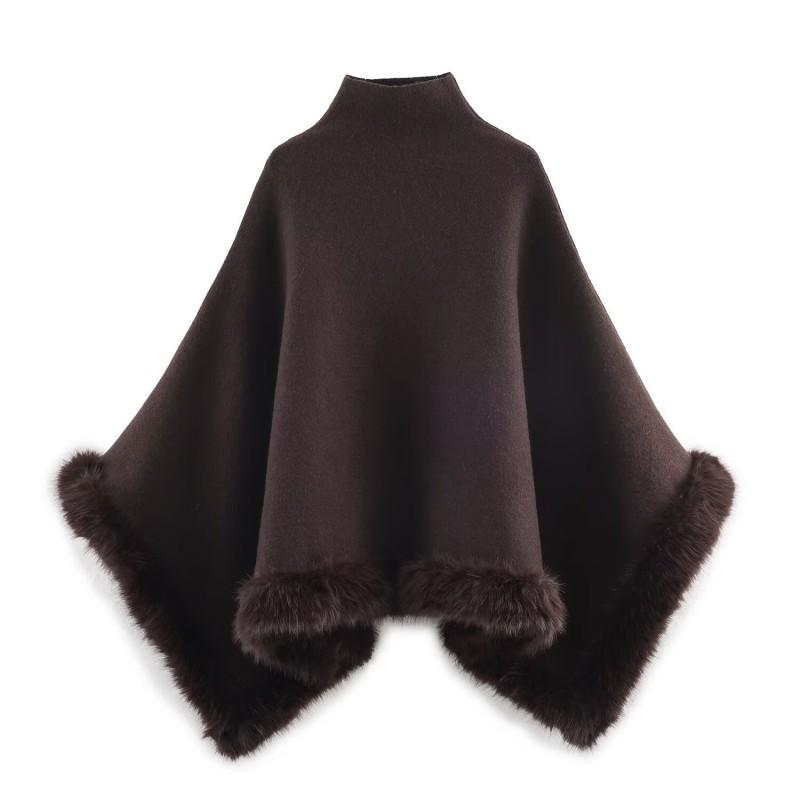 Womens Oversized Knit Cape Coat With