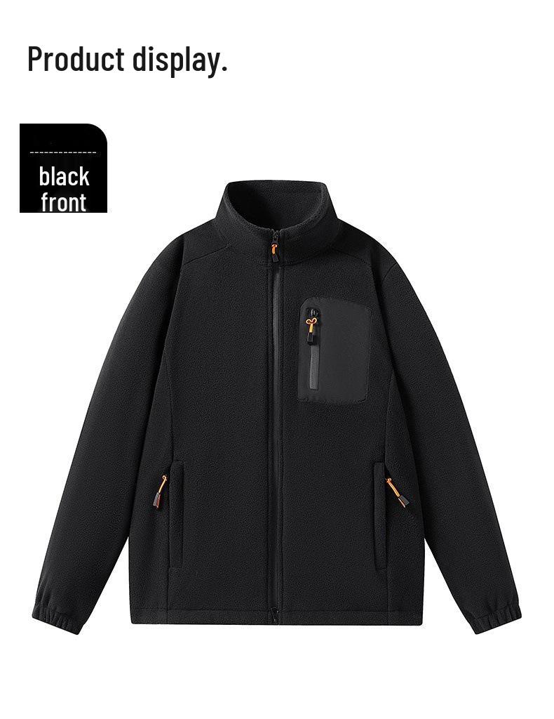 2025 Men's Windproof Fleece Jacket, Thickened Stand Collar, Warm Lining, Customizable and Available for Group Purchase
