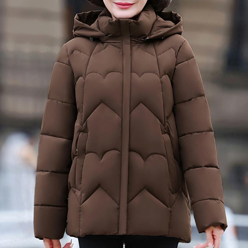 

Зимние женские парки с капюшоном, теплые куртки, элегантная свободная толстая верхняя одежда, пальто для женщин среднего возраста 5XL коричневый