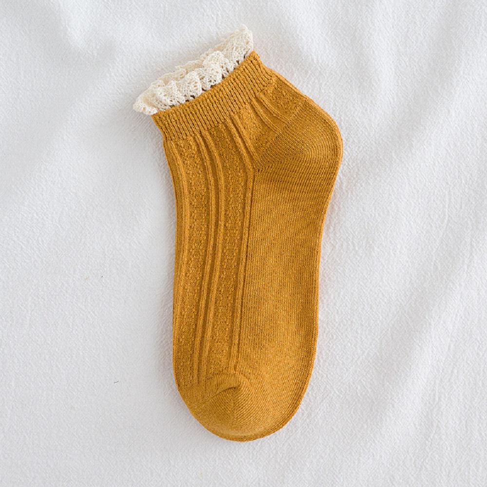New Sweet Streetwaer Short Solid Candy Color Lace Socks Cotton Socks Hosiery Ruffles Women Socks