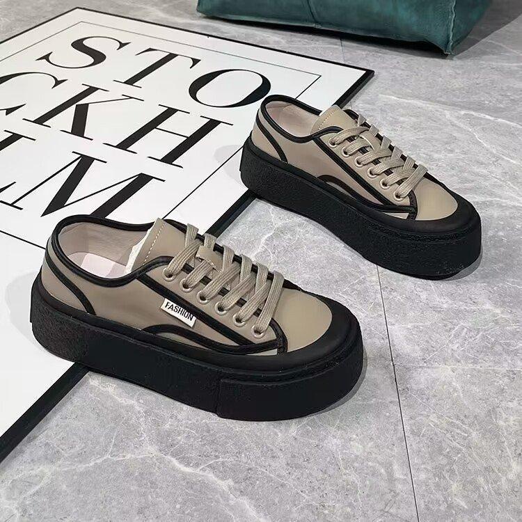 Section de blé chaussures blanches pour femmes printemps nouvelle plate-forme bout rond pompes hauteur augmentant décontracté mode chaussures basses pour femmes