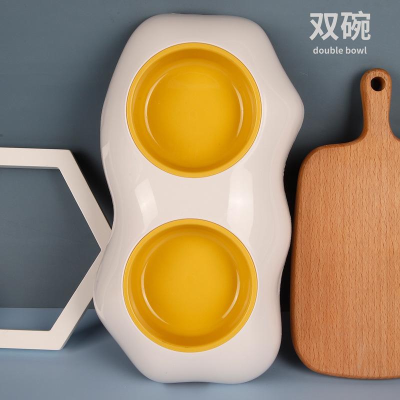 Pet Supplies Egg Yolk Tableware Pet Cat Bowl Double Bowl Cat Bowl Dog Rice Bowl Egg Yolk Pet Bowl