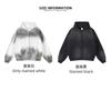 Oversized Cotton Hoodie With Dual Zipper Washed Vintage Gradient Print Unisex Streetwear Sweatshirt Fall