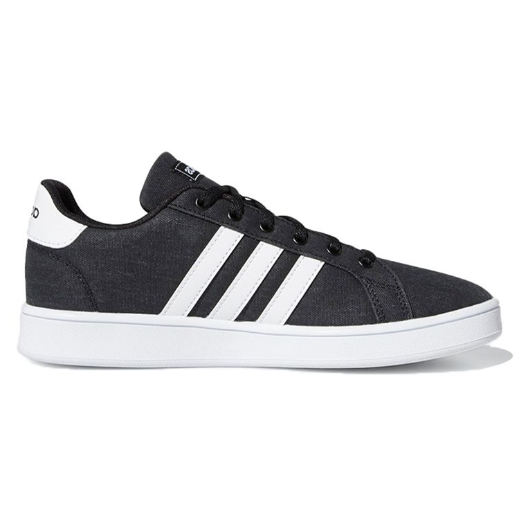 Adidas Neo Grand Court Synthetic Leather Canvas Comfortable Versatile Breathable Low-Top Skate Shoes Kids Sneakers Gray Black EG1517