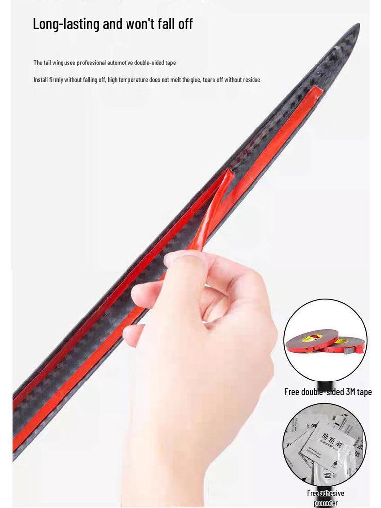 Universal Carbon Fiber Rear Spoiler for Hongqi H6 - No-Drill Wind Deflector