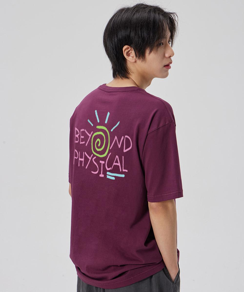 Astral Projection [Beyond Physical] Cotton Loose Fit Short Sleeve T-Shirt_Plum Purple L