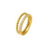 Stainless Steel Waterproof 18K Gold-Plated Geometric Round Ring for Women Fashion High Quality Retro INS Zircon Ring Jewelry