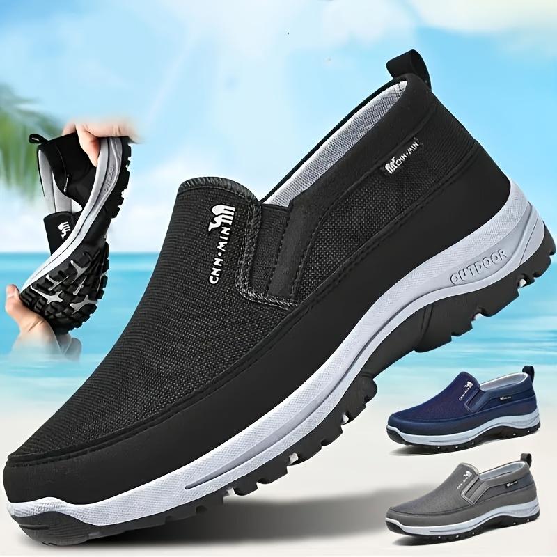 [Men's Non-Slip Loafers] Men's Comfortable Non-Slip Loafers: Solid Color Breathable Knit Slip-On Sneakers, Thick Sole Lightweight Casual Shoes