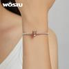 WOSTU Enamel Cartoon Cute Deer 925 Sterling Silver Charm Beads Fit Bracelet Bangle Fine Jewelry