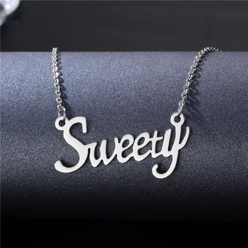 Personalized English Word Necklace Women's Initial Choker Fashion Jewelry Gift