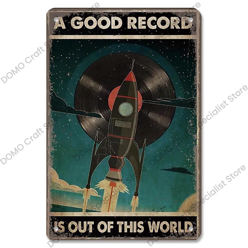 Retro Music Metal Tin Signs - Ideal for Music Party! Features CD, Radio, Guitar. Decor for Bar, Club, Living Room.