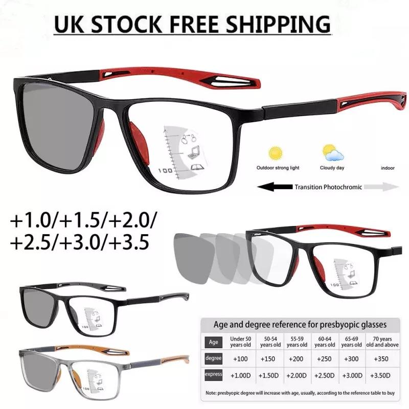 Photochromic Varifocal Glasses Anti-Glare Progressive Anti-Blue Multifocal Lenses High-Quality Reading Glasses for For Men