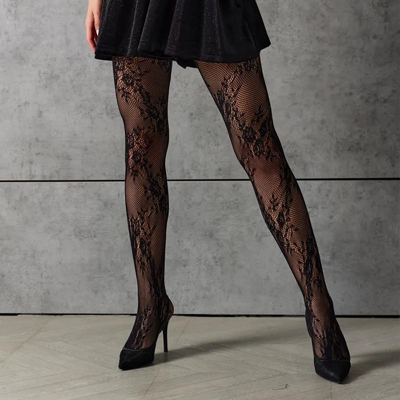 Lolita Floral Patterned Tights Women  New Y2K Party Stockings Pantyhose For Halloween Cosplay Party Streetwear Leggings