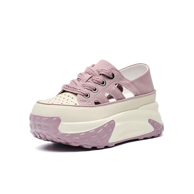 

Спортивные сандалии женские 2025 лето новые полые дышащие кроссовки папы платформа маффин повседневные на внутренней платформе увеличение роста белые туфли 40 розовый