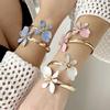 Multifunctional Adjustable Flower Shape Metal Bangle Bracelet Adjustable Diameter for Trendy Accessories and Gift Giving