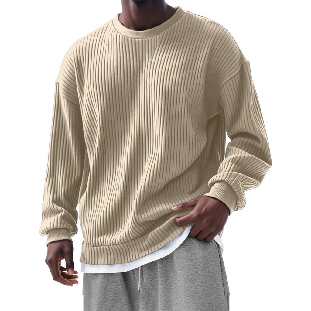 Men's Sweatshirt Long-Sleeved O-Neck Fake Two-Piece Casual Street Tops Loose Sports Pullover Hoodie
