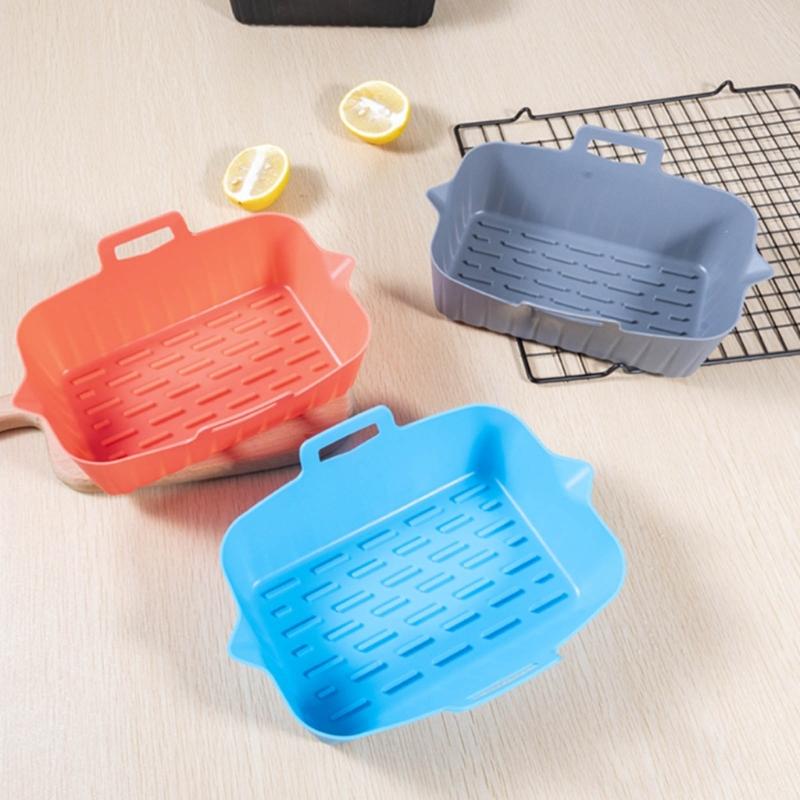 Rectangular Air Fryer Pad NonStick Silicone Mat Reusable Air Fryer Accessories Silicone Material 4 Colors for Air Fryer