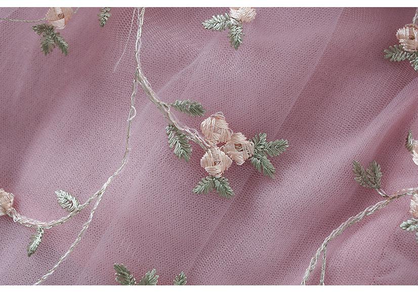 New Girls' Lace Mesh Embroidered Puff Sleeve Dress - Spring & Autumn, Korean Style