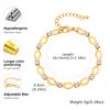 Elegant White Cubic Zircon Charm Bracelet,Women's Hollow Elliptical Handmade Chain Bracelet,Gold Color Stainless Steel Bracelets