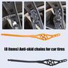 Snow Tire Chains with Individual Over-Tire Sections and Metal Contact Cups for Temporary Roadside Fitting and Use