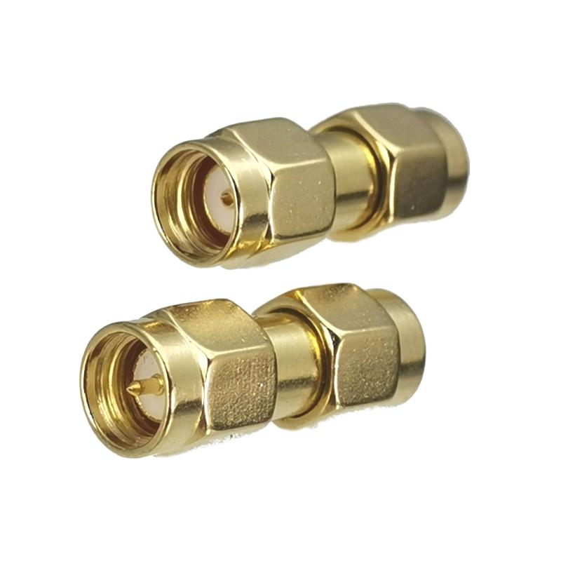 1pcs Connector Adapter SMA RP-SMA To SMA RPSMA Male Plug & Female Jack Straight RF Coaxial Converter New Brass FJP-820