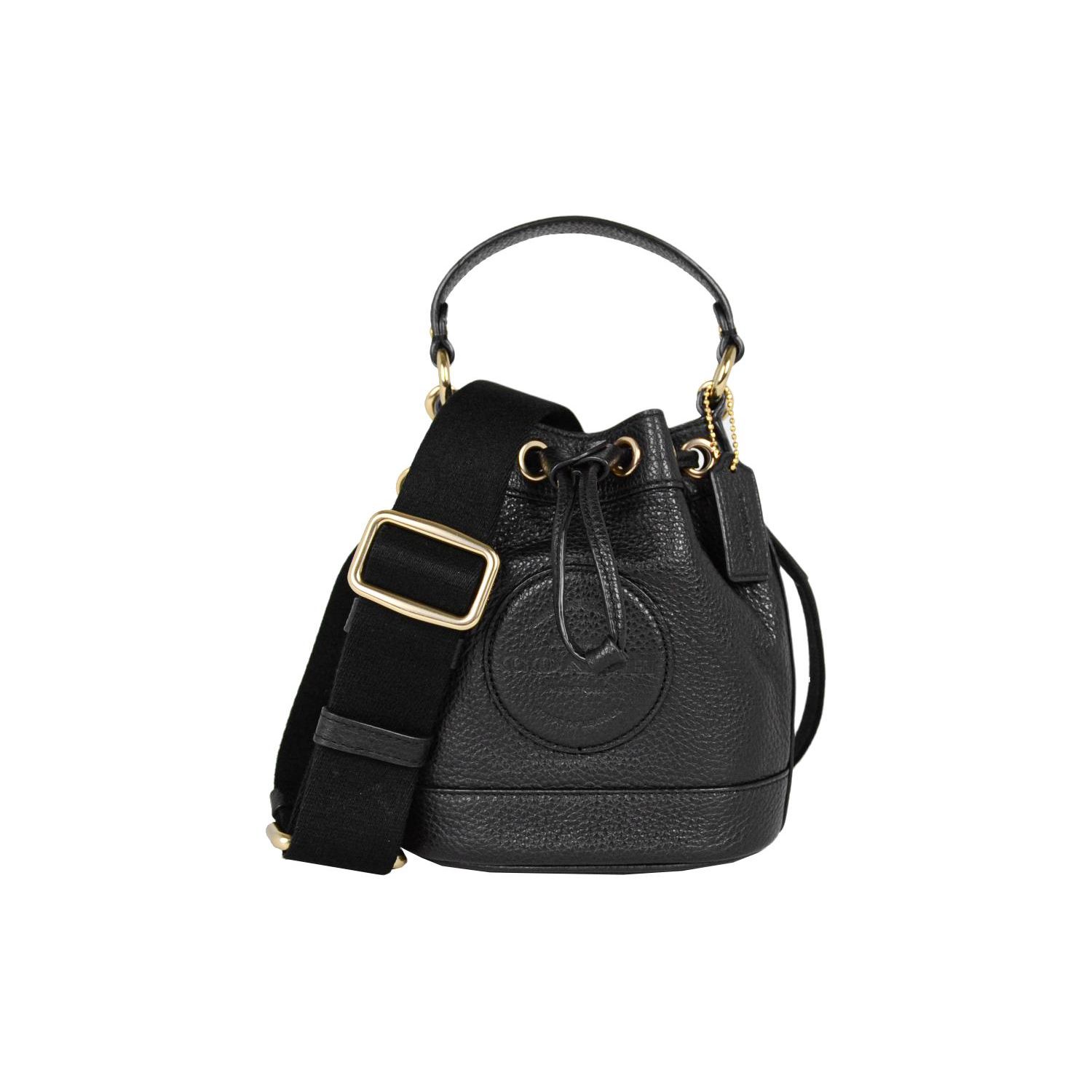 

Coach Dempsey 15 Solid Color Leather Tote Crossbody Bucket Bag Small Women bags Black C5269-IMBLK Basic Set (Bag+Dust Bag)