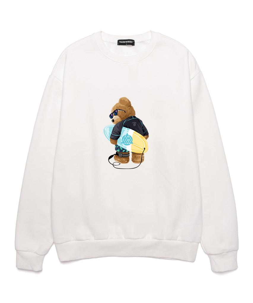 VANNWORKS Surf Board Bear No.2 Oversized Sweatshirt (Vls0009) White (B Type)