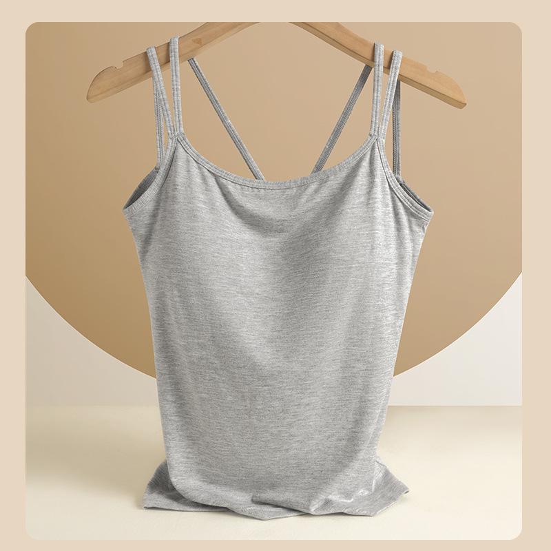 

Женский сексуальный камзол-майка большого размера с нагрудными вкладышами - Универсальная одежда для ношения как внутри, так и снаружи M (80-95 lbs) серый