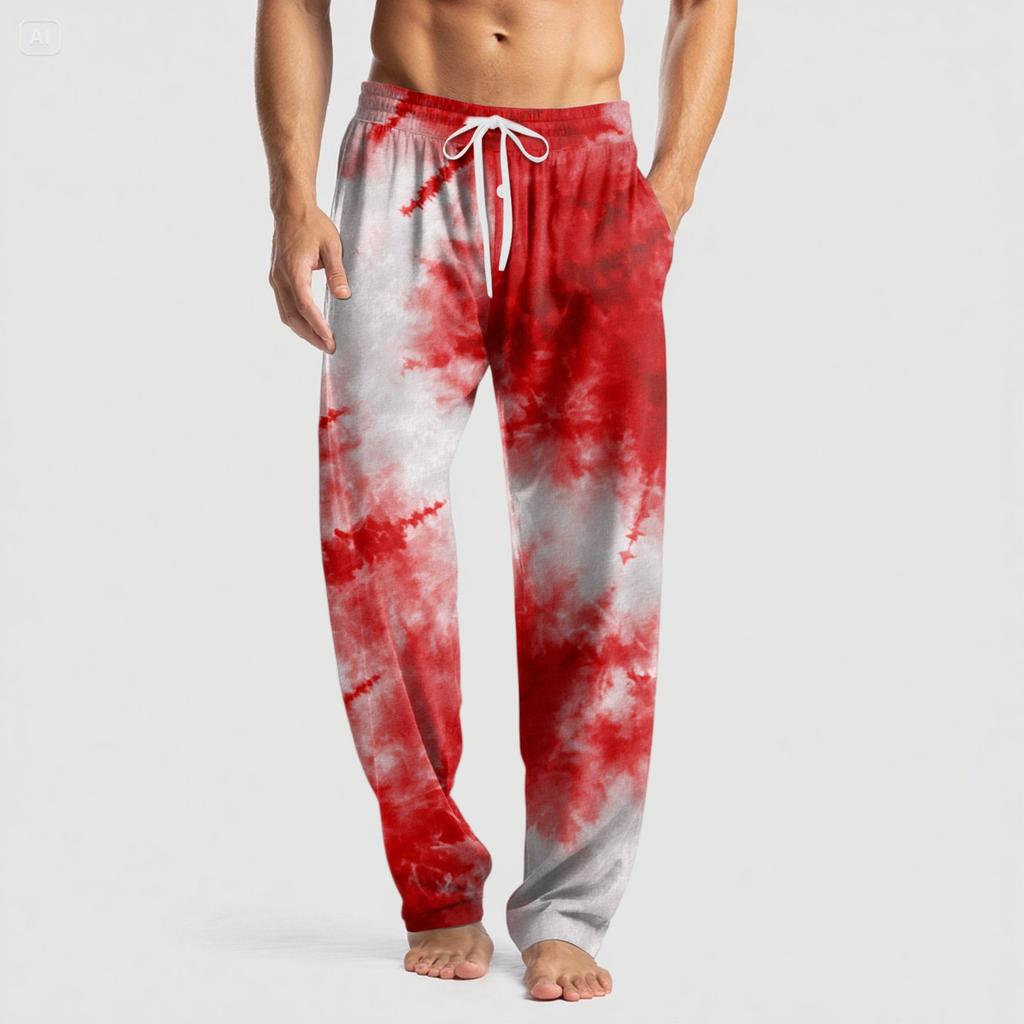 Men's Knitted Halloween Print Pocket Casual Pants Pajama Pants