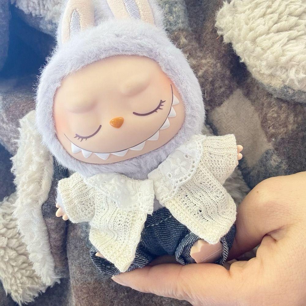 

Beige Cardigan Labubu Doll s Cloth Set Casual Style 17cm Plush Dolls Clothes Children Gift Only Cardigan